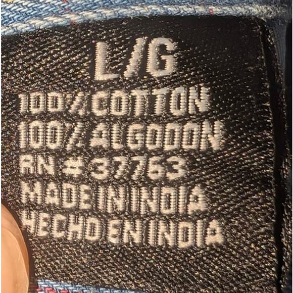 Perry Ellis America Men's Vintage Cotton Denim Red White Pin Stripe Large - Picture 5 of 6